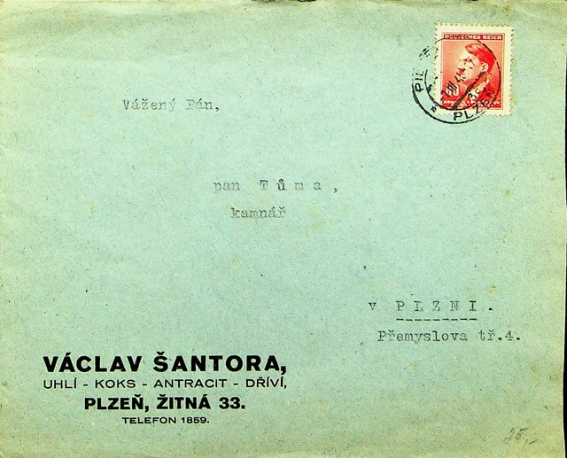 Deutschland Tschechisch Bohème & Mähren 1945 WWII 1v Abdeckung Von Plzen Sich