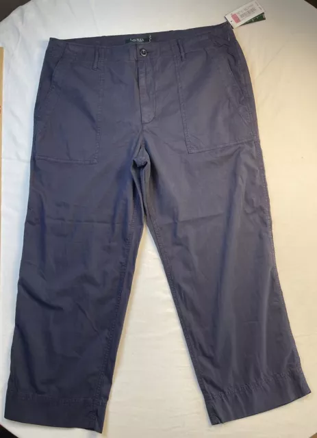 Lauren Ralph Lauren Cropped Wide Leg Pants Navy Size 12 NWT MSRP $89.50