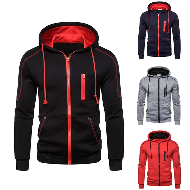 Men's Full Zip Up Hoodie Winter Sweatshirt Fleece Sherpa Warm Jacket Tops Casual
