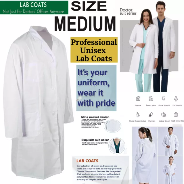 New Lab Coat Hygiene Industry Warehouse Laboratory Doctors Medical Coat White Uk