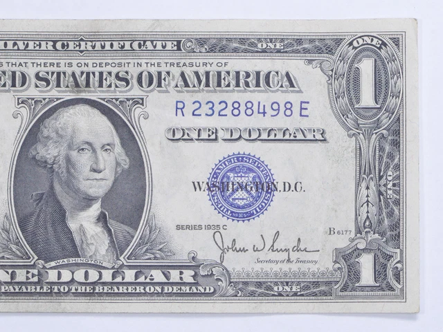 1935-C Silver Certificate $1 Blue Seal - Uncirculated US Paper Money *0254