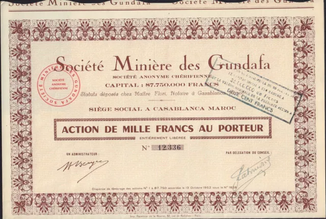 AFRICA MOROCCO MINING :Societe Miniere des Gundafa Casablanca