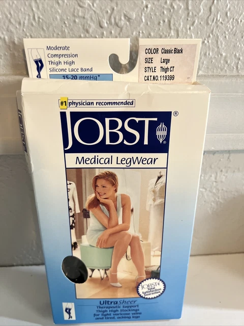 Ropa médica para piernas Jobst muslo alto ultra transparente LG clásico negro 15-20 mmHg 1 juego