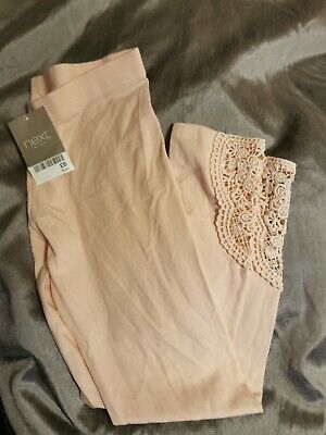 Next Girls leggings baby Pink age 8 years lace trim brand new BNWT