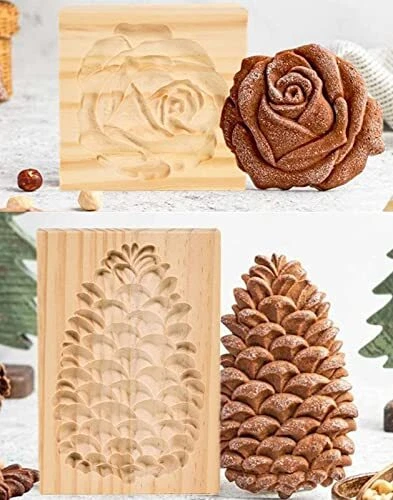 Cookie Cutter Embossing Mold,Pine Cone & Rose 2PC Pine Cone & Rose