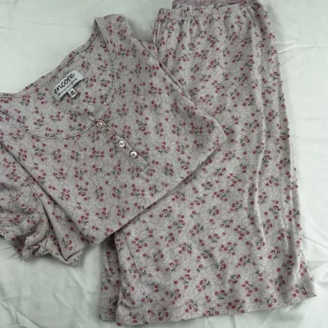 Disney 2 Piece Capri Pajama Set Womens Small Pink Floral Short Sleeve  Lounge