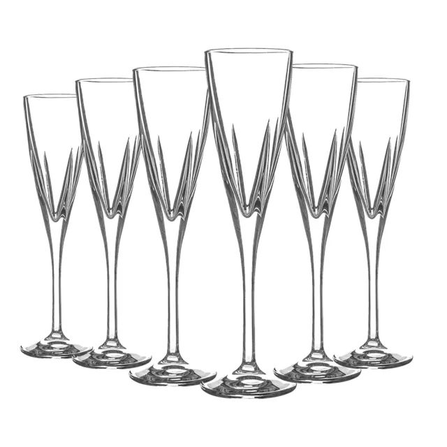 RCR Crystal 6x Fusion Champagne Flutes Set Cut Glass Stemware Goblets 170ml