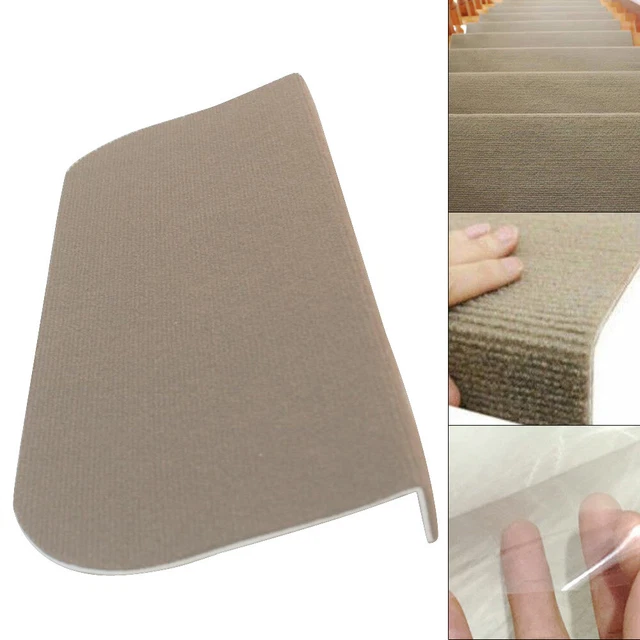 13Pcs Non-Slip Stair Mat Cover Set Treads Carpet Step Washable Mat Beige 55*24cm