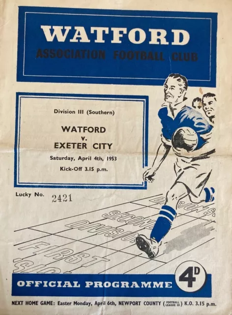 Watford v Exeter City Div 3 (S) 1952/53