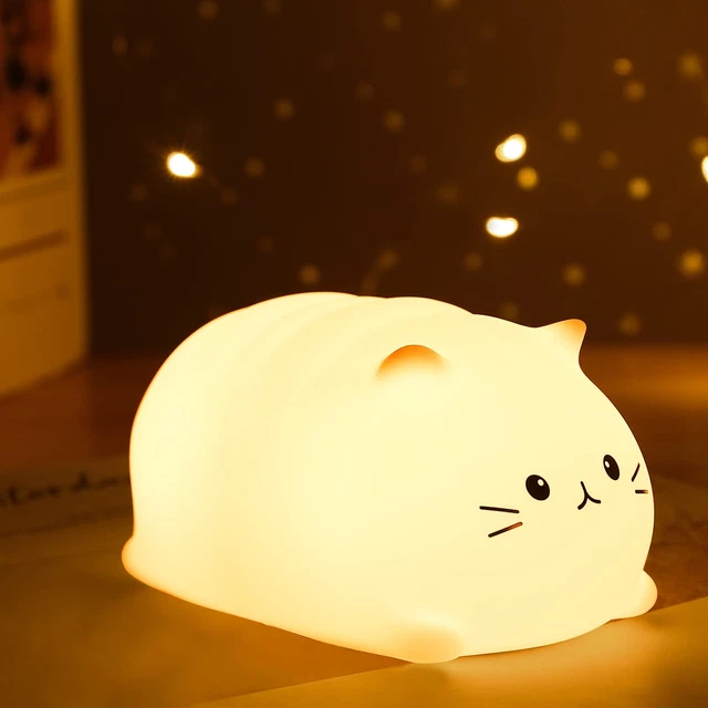 Cute Cat Lamp, Kitty Night Light for Girls Bedroom, LED Control, Birthday Gift