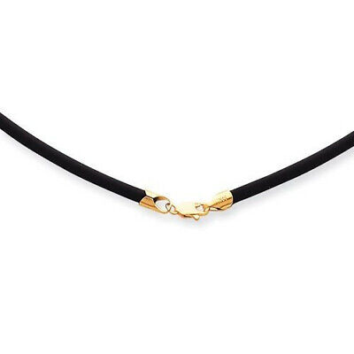 Black Leather Cord Necklace with 14K Gold Lobster Claw Clasp - 2.00mm