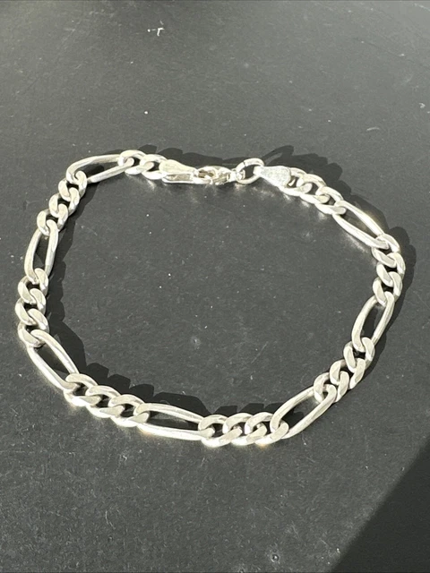 Bracelet Gourmette Ancien En Argent Massif 925 - Style Maille Articulée Art Nouveau/Déco
