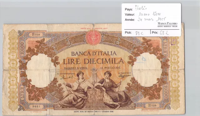 ITALIE - 10.000 LIRES - 24.3.1955 - PICK 89c - B759 - N°3441