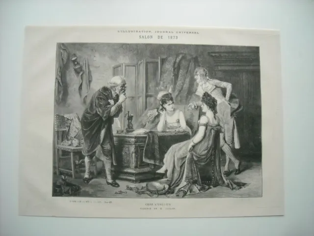 Gravure 1873. Salon. Chez L’usurier. D’apres Le Tableau De M. Juglar.