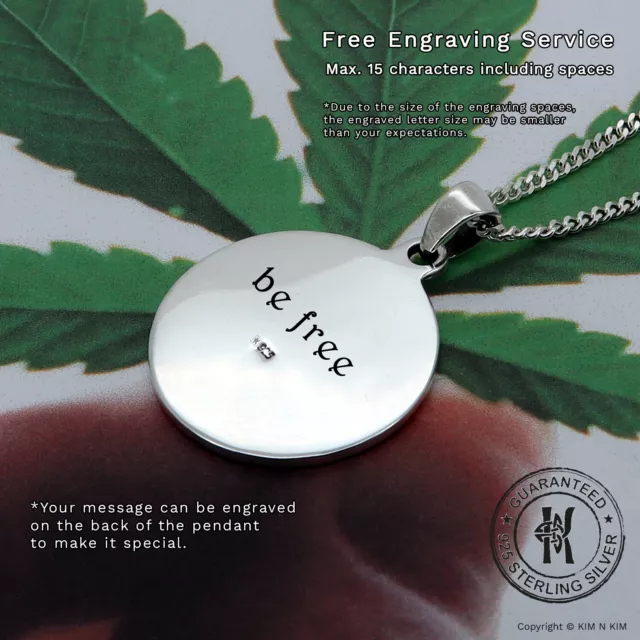 Cannabis Herbe Pendentif Collier ✔️ Marijuana ✔️ Gravure Gratuite ✔️ 925Silver 3