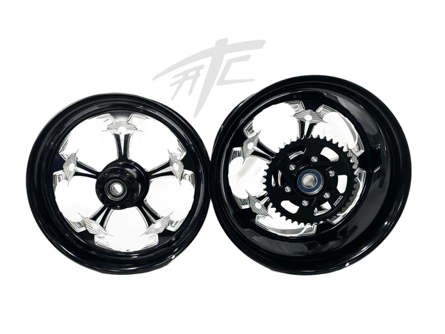 360 Fat Tire Black Contrast Street Fighter Wheels 08-20 Suzuki Gsxr 600 750