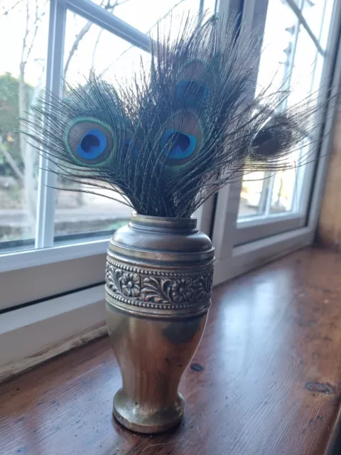 Very pretty, English brass vase decorated with flowers, maker Beldray