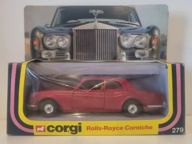 Vintage 1970's Corgi Toys 279 ROLLS-ROYCE CORNICHE in metallic red