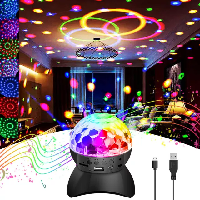 USB Disco Ball Night Light Bluetooth Speaker RGB Rotating Stage DJ Party Lamp UK