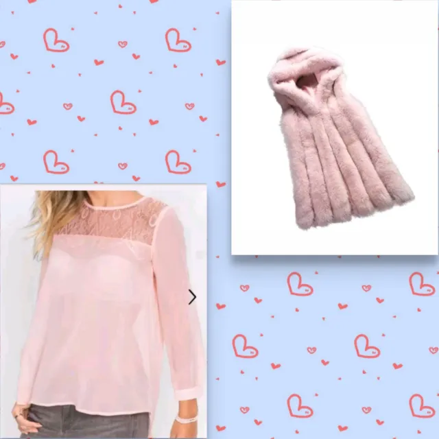 Gilet di pelliccia finta rosa + camicia elegante rosa in regalo