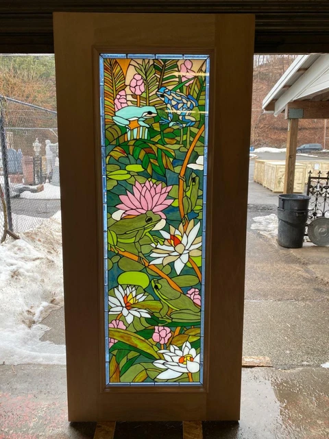 Beautiful Mahogany  Stained Glass Custom Frog Estate Door - Jh362