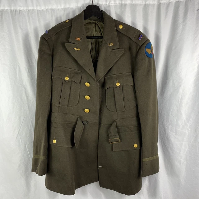 ORIGINAL NAMED WWII Army Air Corp Officers Uniform Jacket AAC Bullion
