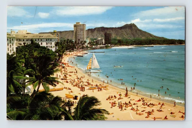 Postcard Hawaii Honolulu Hi Waikiki Beach Aerial 1976 Posted Chrome