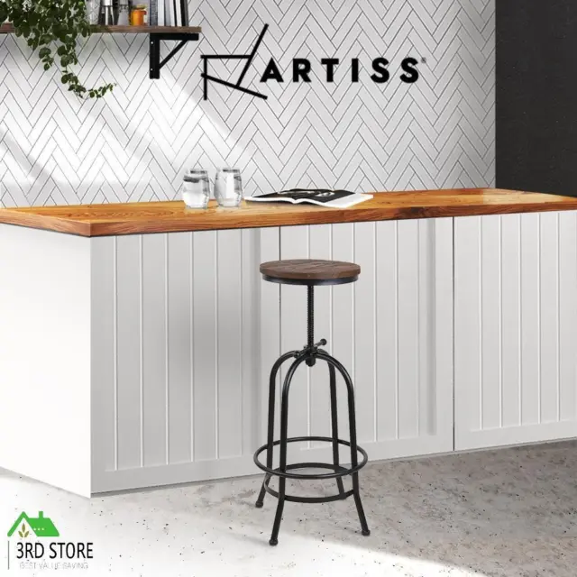 Artiss 1x Kitchen Bar Stools Vintage Bar Stool Retro Industrial Swivel Chairs