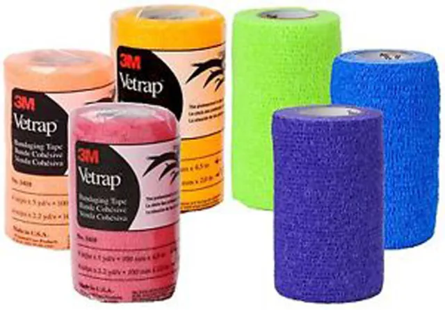 Vetrap 4" Bandaging Tape Flexible Wrap Assorted Pack 18 Count