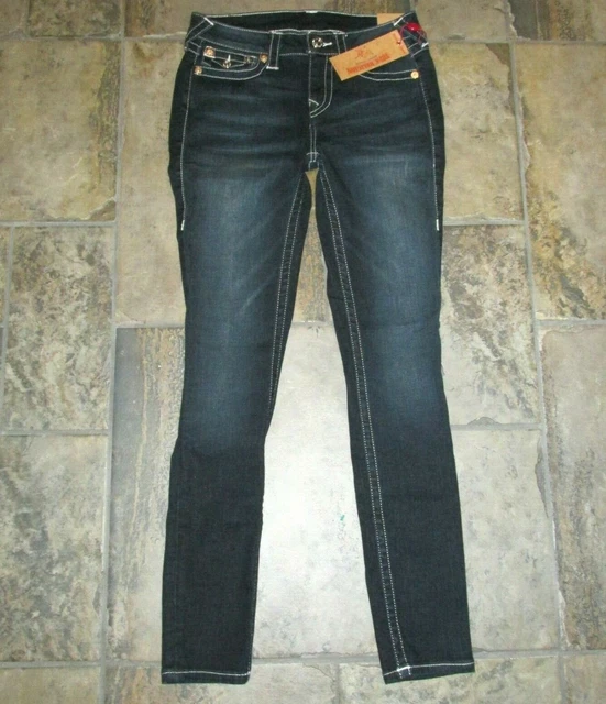 NEW True Religion Womens Jeans Halle Super Skinny Flap Pockets Divine Hue Sz 27