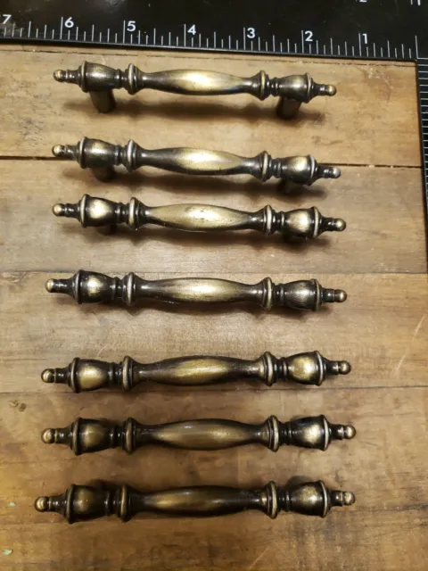 Vintage  Lot Of  7 Brass Cabinet Knobs Drawer Knobs Pulls Japan