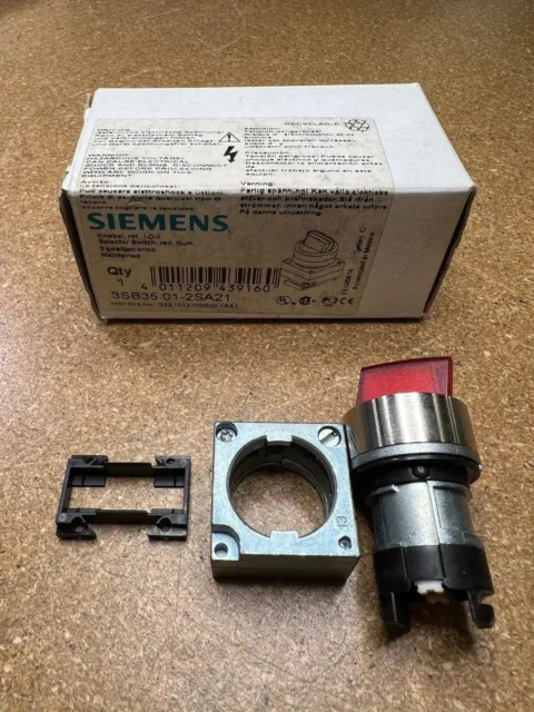 Siemens Selector Switch, Red, Illum. 3SB35 01-2SA21