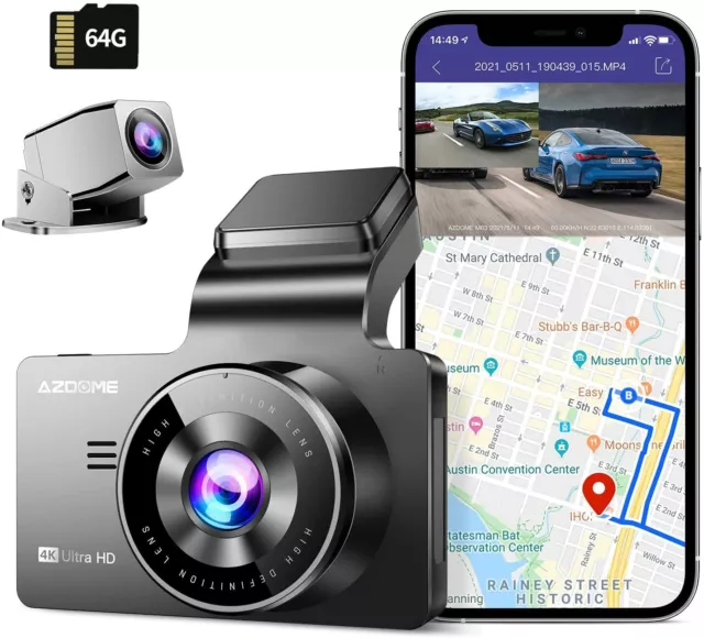 Dashcam Voiture GPS Full HD 1080P, Caméra Embarquée Voiture Grand Angle  170°, Écran 3 Pouces Dash Cam Avant et arrière avec Module GPS, Caméra  arrière étanche Enregistrement en Boucle : : High-Tech