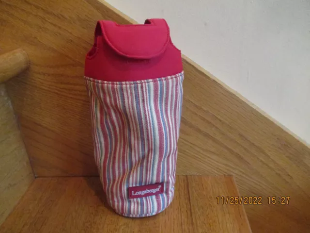 Longaberger Market Stripe Bottle Holder fabric Red accents *shipping included!*