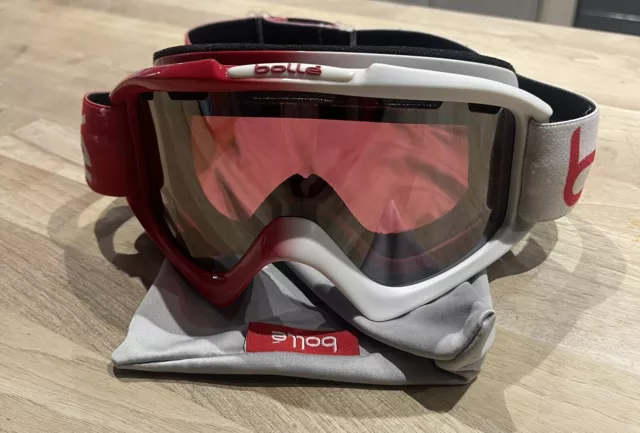 UNISEX BOLLE SKI SNOWBOARD GOGGLES ROSE RED LENS Red/white