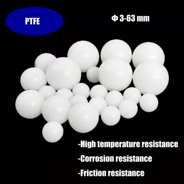 White PTFE Spheres PTFE Ball Diaphragm Pumps Seal Balls Valve Balls Dia 3mm-63mm