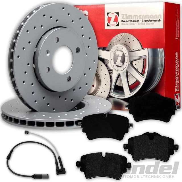DISCHI FRENO FORATI Zimmermann + pastiglie anteriori adatte per BMW Serie 2 Tourer F45 46