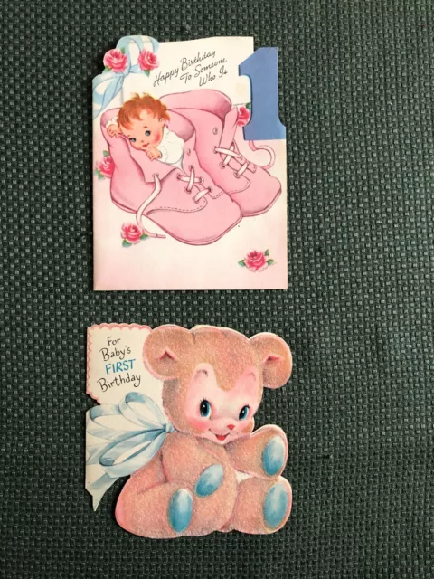 Vintage 1954 Baby's First Birthday Card-1954- Lot of 2-USED-Hallmark/Gibson