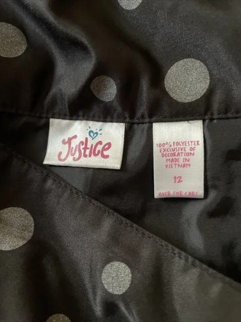 Justice black Ruffle Formal Skirt Girls Polka Dot Dressy sz 12 Layers Shiny 7