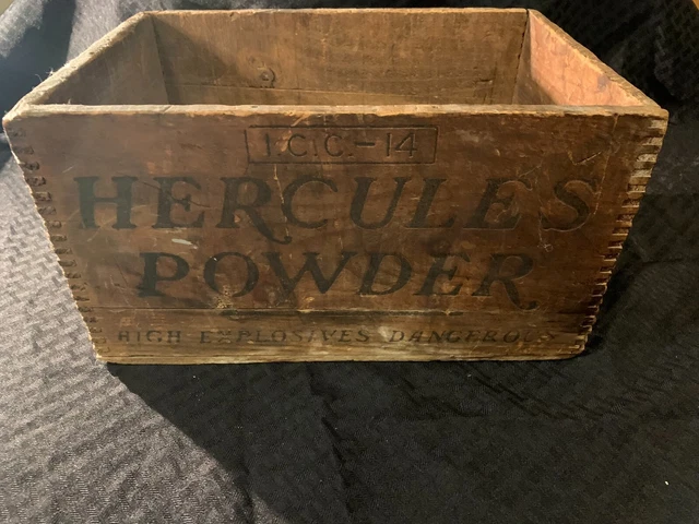 VINTAGE Hercules Powder Wood CRATE / Box - High Explosives Dangerous 25LB