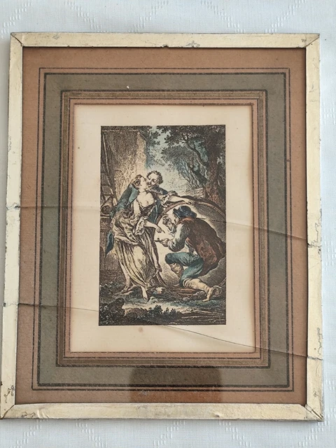 Gravure Signée 'La Main Chaude' Scène Galante J.B. Huet & Bonnet - Reproduction