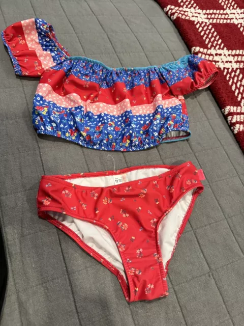 Seafolly Kids Red Floral Print Itsy Bitsy Ditsy Bikini Set Size 12