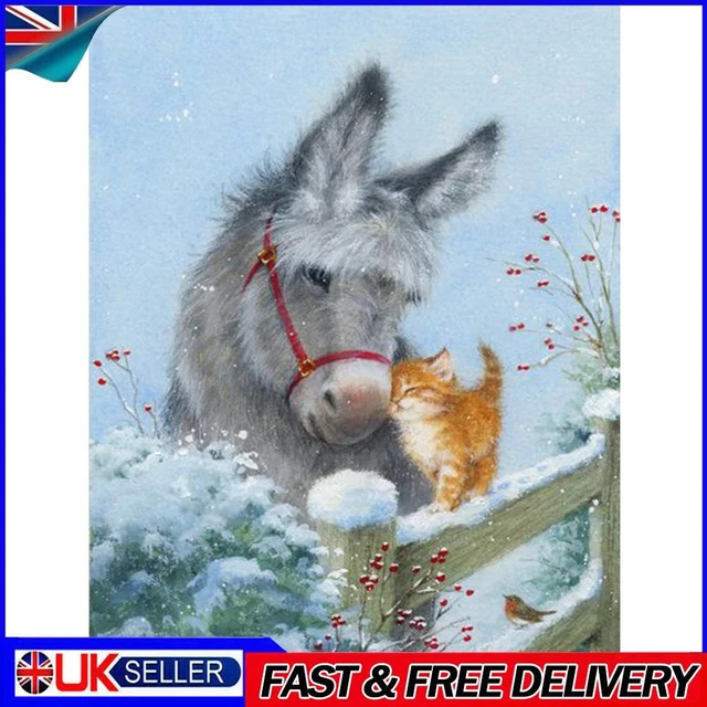 Full Cross Stitch 11CT Donkey Stamped DIY Cotton Thread Animal Print Embroidery