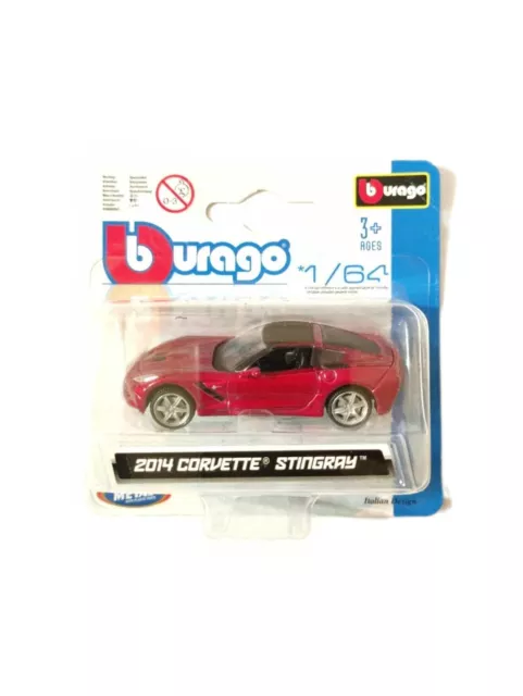 Burago 1/64 Chevrolet Corvette Stingray 2014 Red Diecast Modelcar Bburago