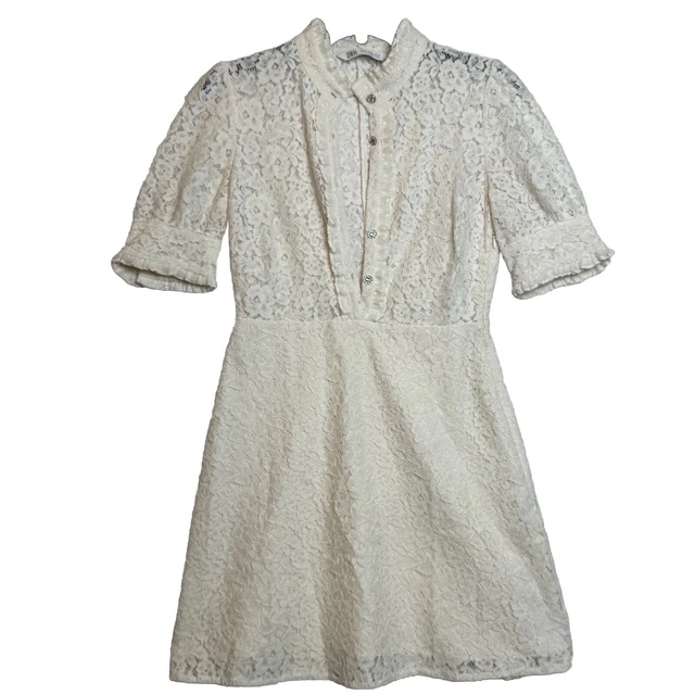 IVORY ANTIQUE CREAM lace Wrap dress Zara Size large Chest 46 & Cream  Underslip 52.69 - PicClick UK