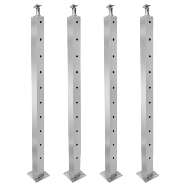 4Pcs Cable Railing Post Deck Railing With Pre-Drilled Hole 36"x2"x2" Silver