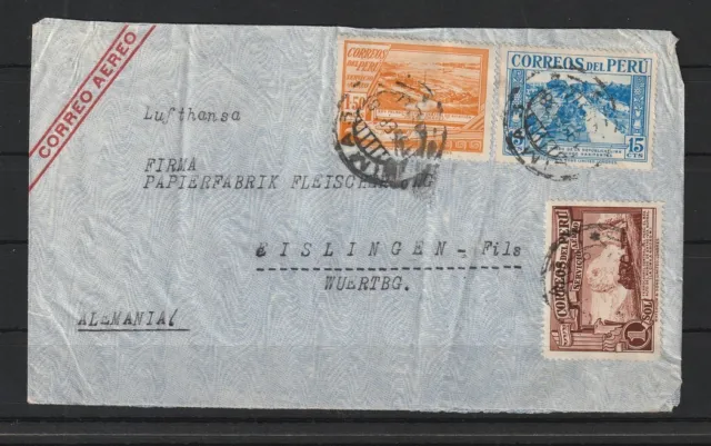 Peru Lufthansa Luftpost-Brief Lima 3 nach Eislingen/Fils, 1938 #1091751