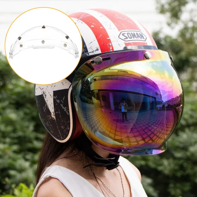 Motorcycle Helmet Bubble Visor With Bracket 3 Buttons Helmets Accessories_ EL