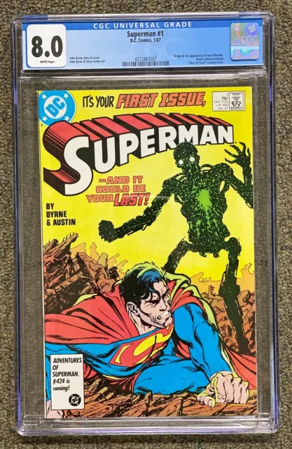 Superman 1 (1987 Vol. 2) CGC 8.0  WP Direct Edition - 1st App & Origin Metallo