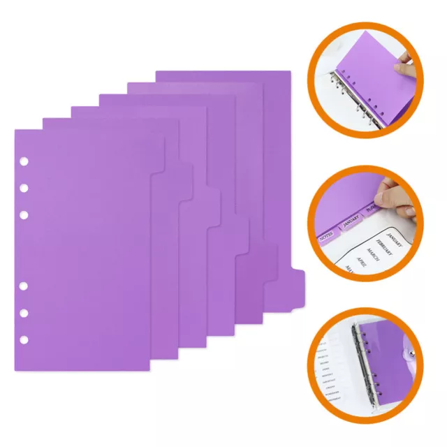 6 Ring Binder Dividers with Tabs - Purple